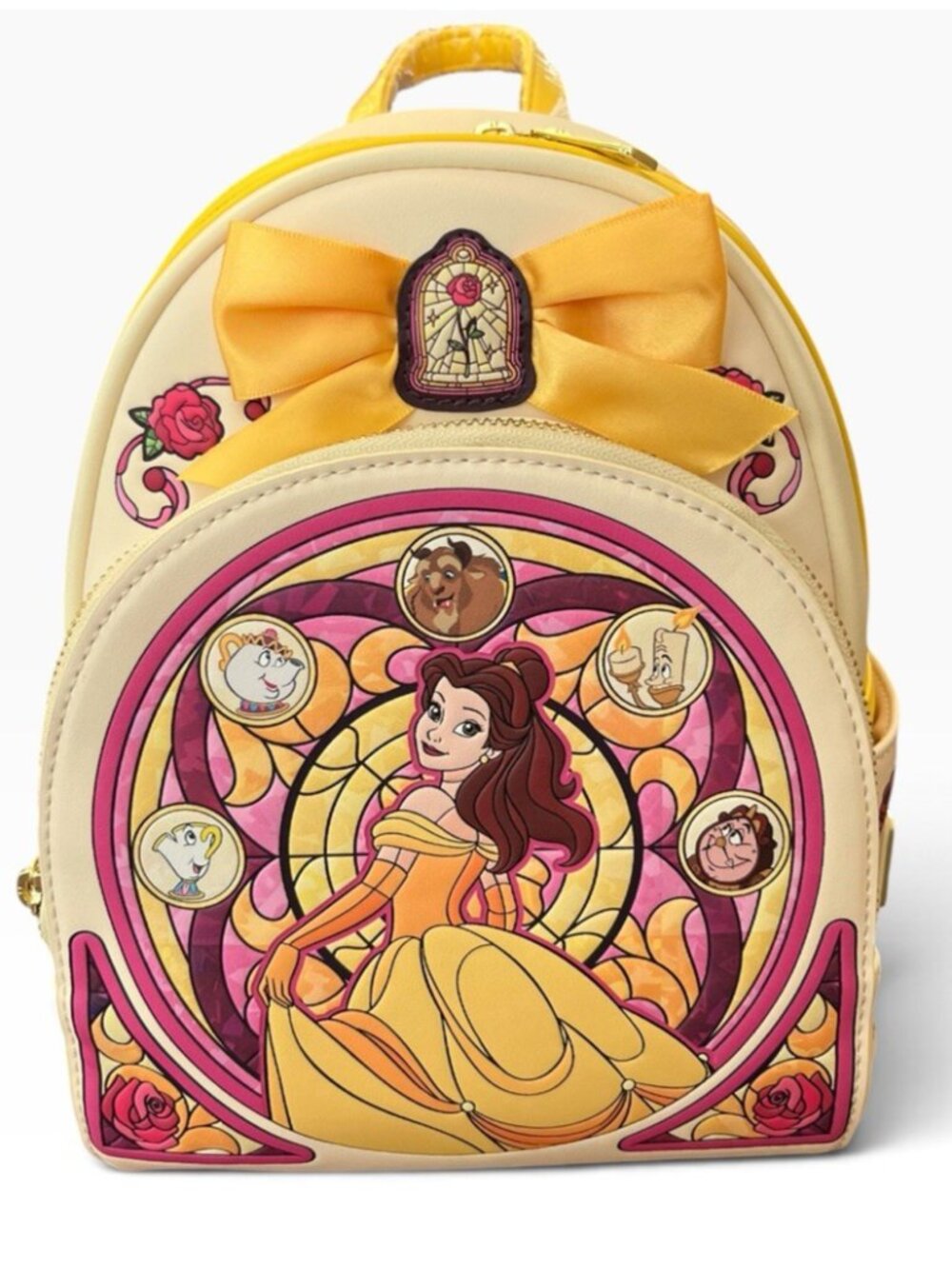 Loungefly Disney Beauty and the Beast Belle Stained Glass Mini Backpack Bow NWT